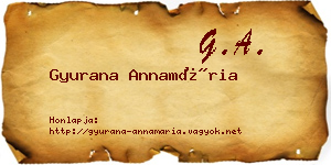 Gyurana Annamária névjegykártya